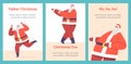 Santa Claus Dancing Cartoon Banners. Funny Christmas Characters Make Dab Move, Dance Break and Hip Hop Style Dance Royalty Free Stock Photo