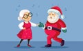 Santa Claus Dancing with his Wife Vector Cartoon illustration Royalty Free Stock Photo