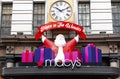 Santa claus decoration over the entrance of Macy`s in New York City