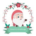 Santa Claus with decorative frame and banner Royalty Free Stock Photo