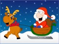 Santa Claus and the deer at Christmas night