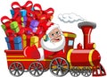 Santa Claus Delivering gifts steam train