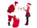 Santa claus delivery gift box to child Royalty Free Stock Photo