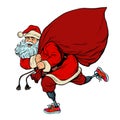 Santa Claus disabled on prostheses delivers gifts for Christmas Royalty Free Stock Photo