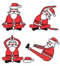 Santa claus doing yoga isolated on white. Vector winter holiday sport christmas yoga poses illustration for design