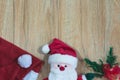 Santa Claus doll with Santa Claus red hat in Christmas day Royalty Free Stock Photo