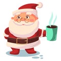 Santa Claus drinks coffee vector cartoon character