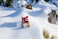 Santa Claus is driving down the mountain Royalty Free Stock Photo