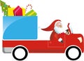 Santa Claus driving gift truck