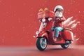 Santa Claus driving motor scooter