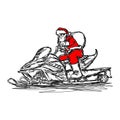 Santa Claus driving snowmobile vector illustration sketch hand d