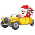 Santa claus driving a car christmas cartoon