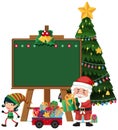 Santa claus with elf blackboard template