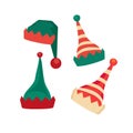 Santa Claus elf hat icon flat vector set isolated Royalty Free Stock Photo