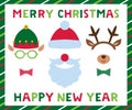 Santa and Elf hats, deer antlers, Christmas photo booth frame Royalty Free Stock Photo