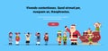 Santa claus elves give present gift box mix race children group christmas holiday new year concept flat horizontal copy