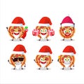 Santa Claus emoticons with beef pizza cartoon character Royalty Free Stock Photo