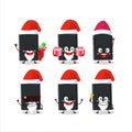 Santa Claus emoticons with empty battery cartoon character