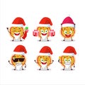 Santa Claus emoticons with greek pizza cartoon character Royalty Free Stock Photo