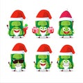 Santa Claus emoticons with green school bag cartoon character