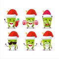 Santa Claus emoticons with melon milk with boba cartoon character