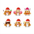 Santa Claus emoticons with orange pudding with cerry cartoon character