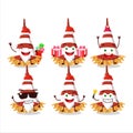 Santa Claus emoticons with red confetti trumpet cartoon character