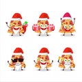 Santa Claus emoticons with slice of beef pizza cartoon character Royalty Free Stock Photo