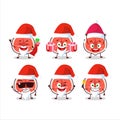 Santa Claus emoticons with slice of fig cartoon character Royalty Free Stock Photo