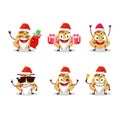 Santa Claus emoticons with slice of pizza cartoon character Royalty Free Stock Photo