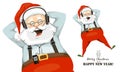 Santa Claus enjoying music on headphones