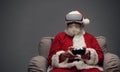 Santa Claus experiencing virtual reality Royalty Free Stock Photo