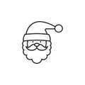 santa claus face beard moustache happy xmas christmas new year outline thin line