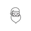 santa claus face beard moustache happy xmas christmas new year outline thin line