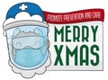 Santa Claus Face with Bio Protective Gear during Xmas Celebration, Vector Illustration