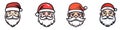 Santa Claus face. Christmas icons set. Cute cartoon head of Santa Royalty Free Stock Photo