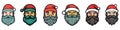 Santa Claus face. Christmas icons set. Cute cartoon head of Santa Royalty Free Stock Photo