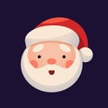 Santa Claus Face on dark background. Sticker Jolly Santa emojicon Royalty Free Stock Photo