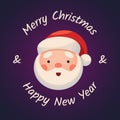 Santa Claus Face on dark background. Sticker Jolly Santa Royalty Free Stock Photo