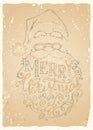 Vector vintage Merry Christmas Lettering on old background.