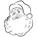 Santa Claus face. Portrait of Santa. Black white christmas pattern. Sketch the head of Santa Claus. Tattoo. Royalty Free Stock Photo
