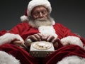 Santa Claus falling asleep while waiting for a phone call Royalty Free Stock Photo