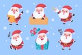 Santa Claus. Fat man with a white beard. Wear a red costume in various poses. To give gifts on Christmas Day Royalty Free Stock Photo