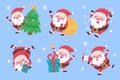 Santa Claus. Fat man with a white beard. Wear a red costume in various poses. To give gifts on Christmas Day Royalty Free Stock Photo