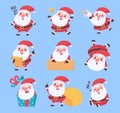 Santa Claus. Fat man with a white beard. Wear a red costume in various poses. To give gifts on Christmas Day Royalty Free Stock Photo