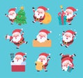 Santa Claus. Fat man with a white beard. Wear a red costume in various poses. To give gifts on Christmas Day Royalty Free Stock Photo