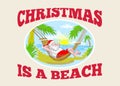 Santa Claus Father Christmas Beach Relaxing Royalty Free Stock Photo