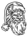 Christmas Santa Claus Face Retro Woodcut Style Royalty Free Stock Photo