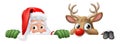 Santa Claus Father Christmas And Reindeer Sign Royalty Free Stock Photo