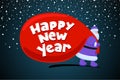 Santa Claus Father Frost cartoon character coming and carries large huge heavy gifts red bag. Christmas and Happy New